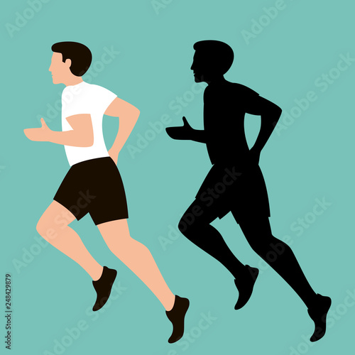 man is running, vector illustration, flat style, profile