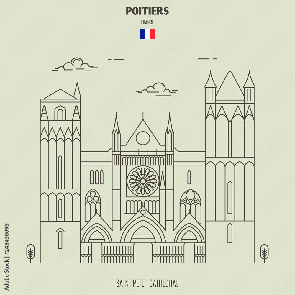 Saint Peter Cathedral in Poitiers, France. Landmark icon