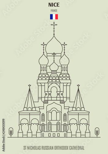 St Nicholas Russian Orthodox Cathedral in Nice, France. Landmark icon