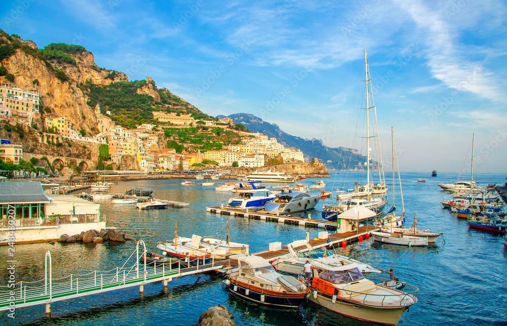 Amalfi town in the Gulf of Salerno in the Italian province of Salerno, in the region of Campania, Italy.