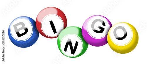 Colorful bingo balls illustration isolated on white with clipping path photo