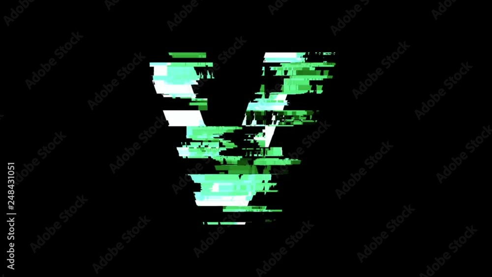 Letter V distorted glitch foturistic digital look - 4K animation ...