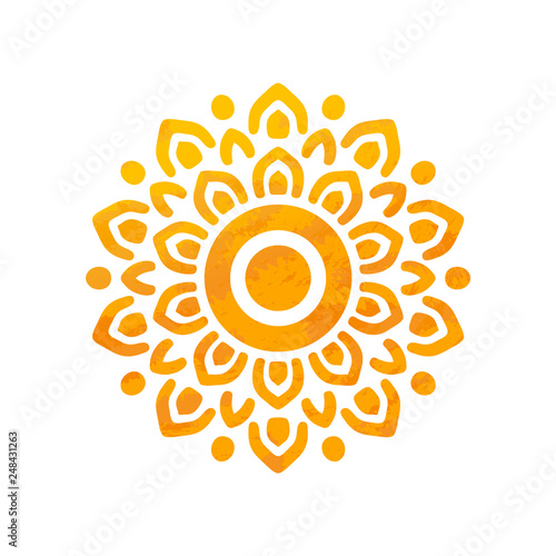Beautiful Sun With Structure. Hand Drawn. Ornamental Mandala.