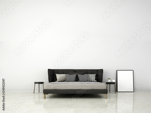The loft bedroom and concrete wall texture background 
