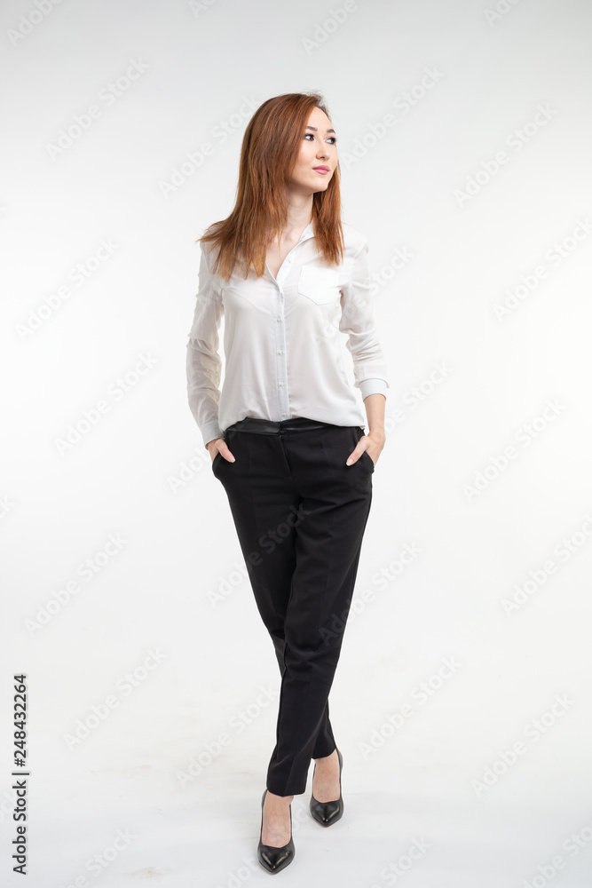 Portrait of beautiful brunette asian girl on white background Portrait of beautiful brunette asian girl on white background