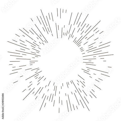 Vintage sunburst explosion lines.Fireworks black rays design element. Linear ...
