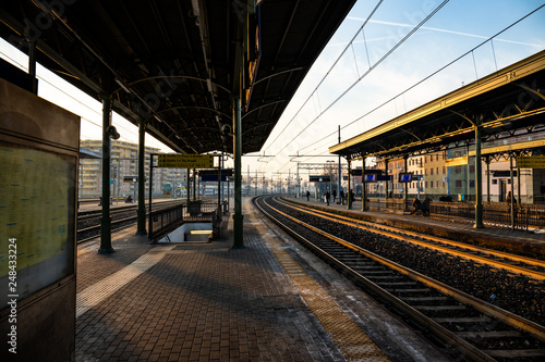 MILAN, ITALY - 02-09-2019: People on the platform at Milano Lambrate station in Italy