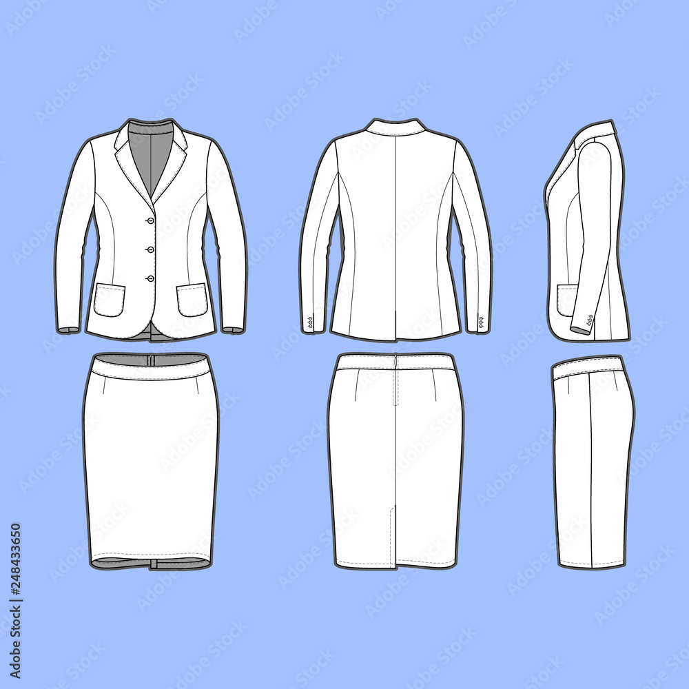 Simple outline drawing of a blazer and skirt Simple outline drawing of a blazer and skirt