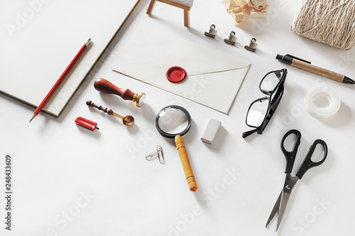 Wallpaper Mural Blank vintage stationery set on paper background. Torontodigital.ca