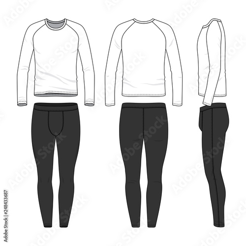 Outline drawing templates of sports clothing set.