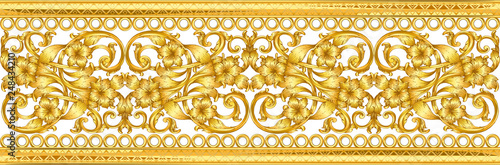 Seamless golden ornamental segment on white