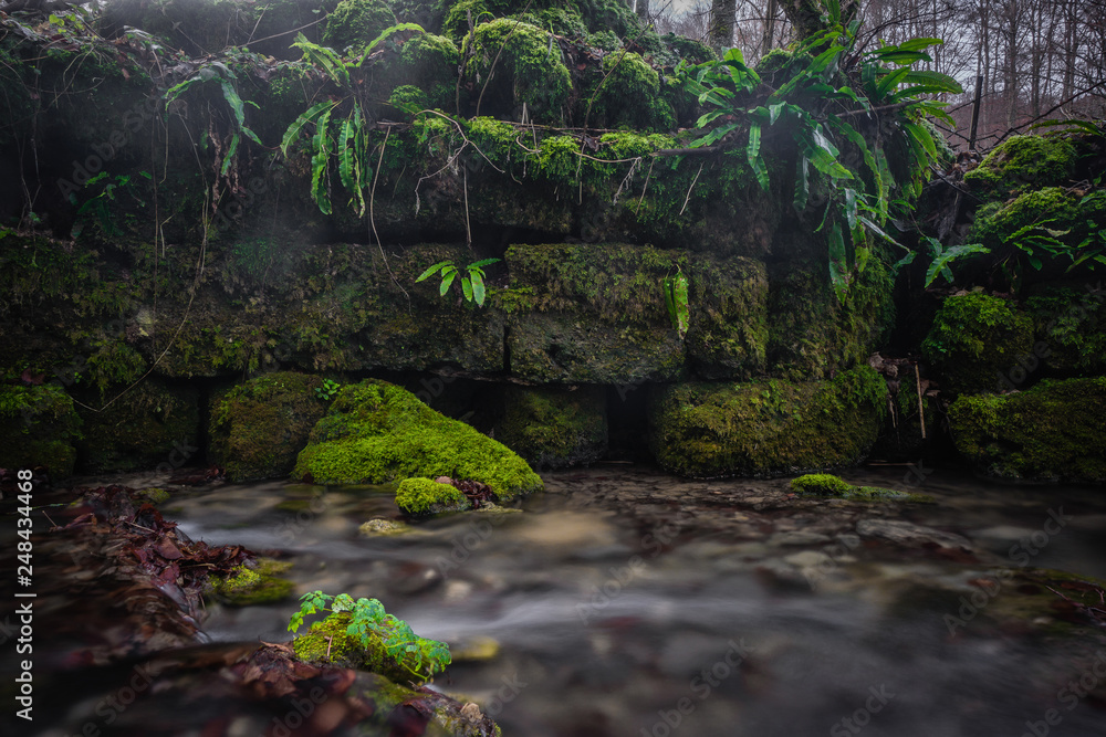 waterfall water stream with ice and frost waterfall water stream with ice and frost