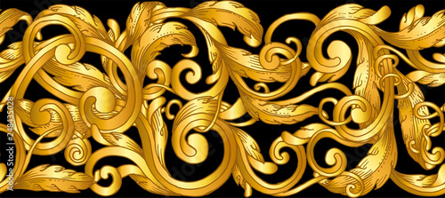 seamless gold baroque ornament on black