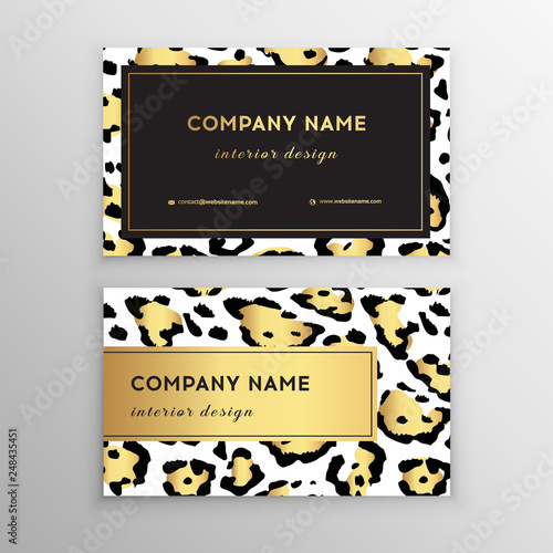 Canvas Print Business card trendy leopard pattern. Wild animals business card.
