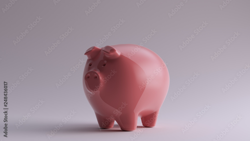 Pink Piggy Bank 3Q Left 3d illustration 3d render