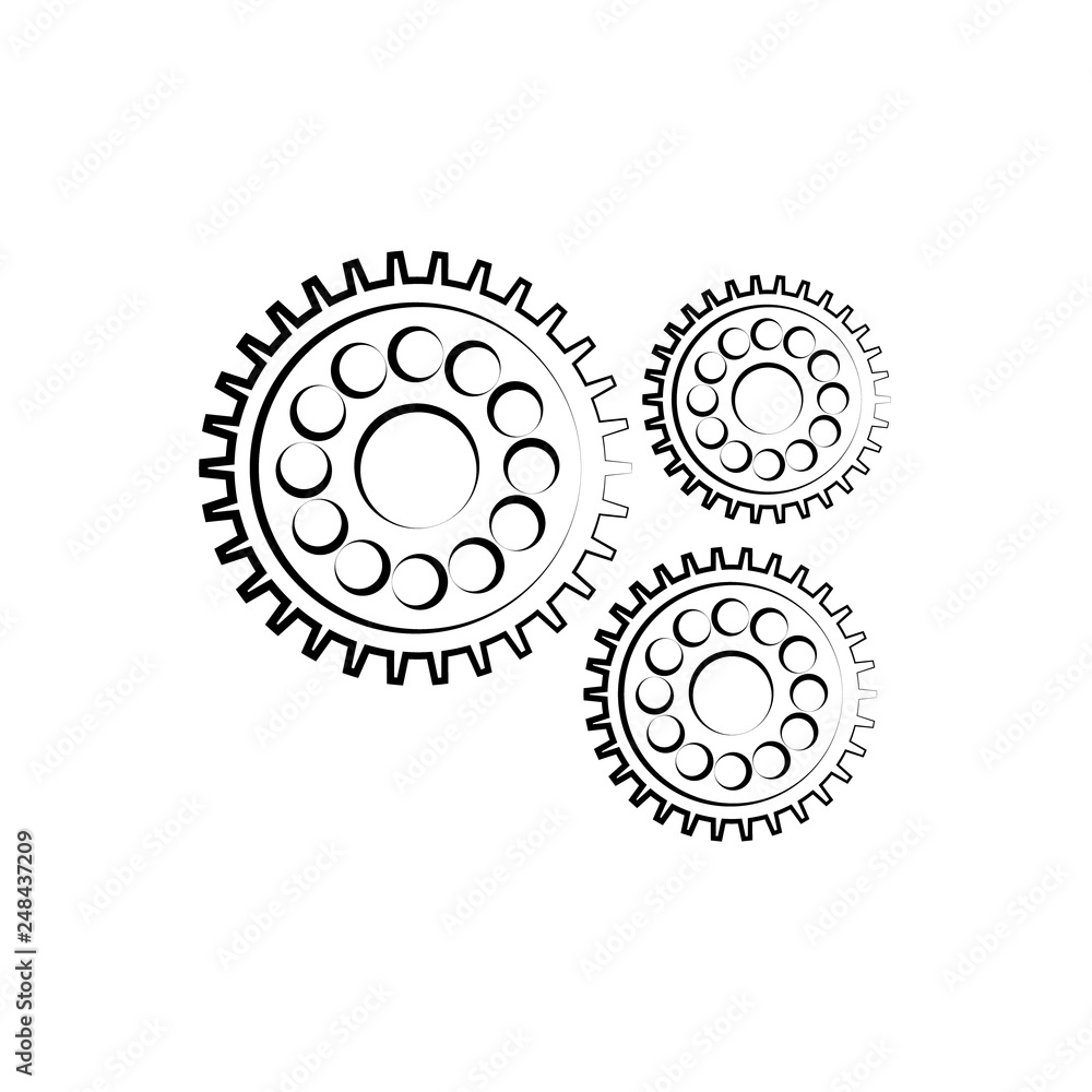 Gear outline icon. Isolated on white background. Vector illustration. Gear outline icon. Isolated on white background. Vector illustration.