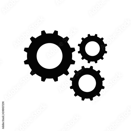 Gear black icon. Isolated on white background. Vector illustration.