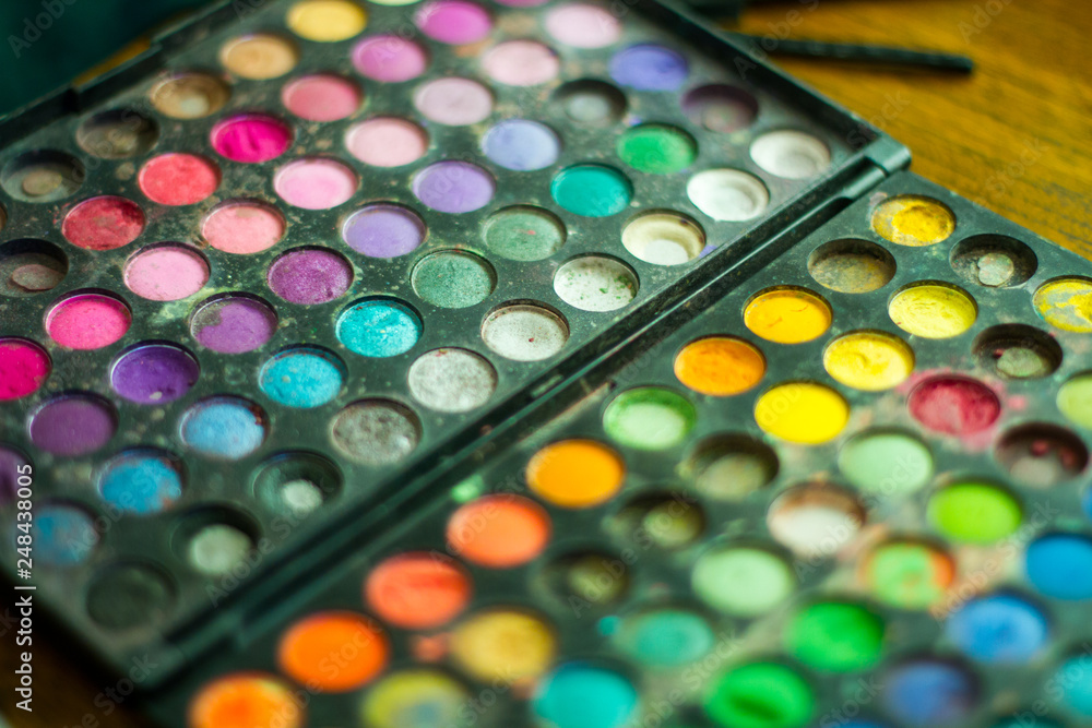 Used professional palette of shadows Used professional palette of shadows
