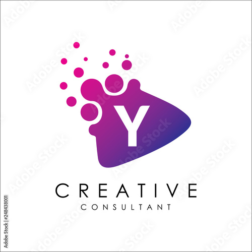 Dotted Play Y Letter Logo