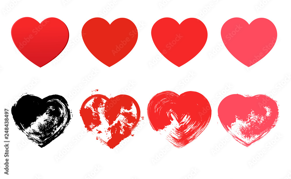 Hand drawn hearts. Design elements for Valentine s day.Vector