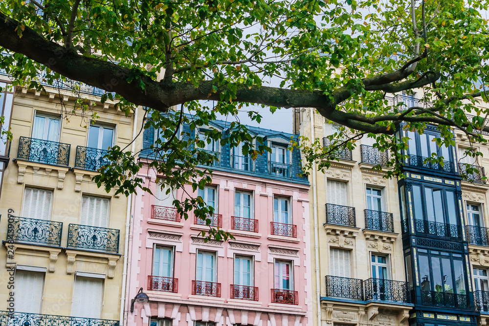 The facade of the building in Paris, France The facade of the building in Paris, France