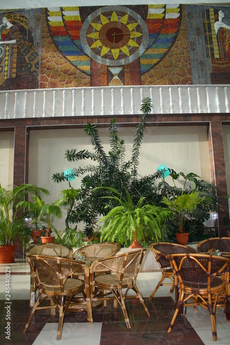 table and chairs in garden