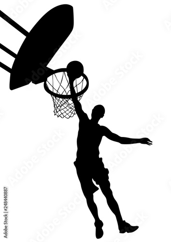 Young athletes playing street basketball on a white background