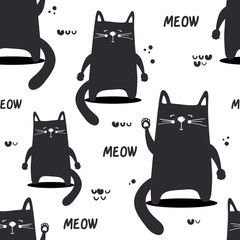 Acrylglasbilder Katzenmuster Fröhliche Katzen in Schwarz-Weiß  © Talirina