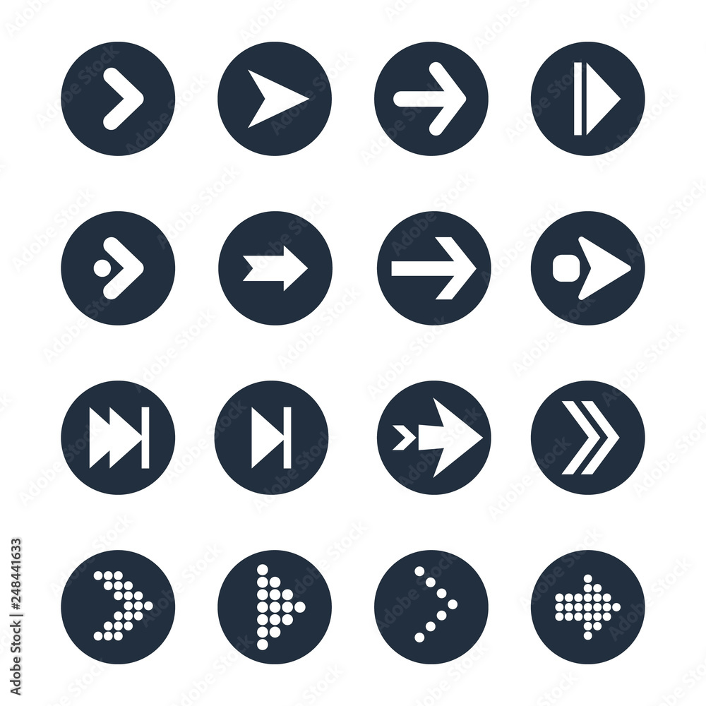 Arrows flat vector icons set Arrows flat vector icons set