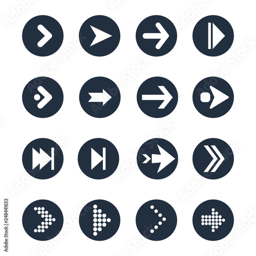 Arrows flat vector icons set