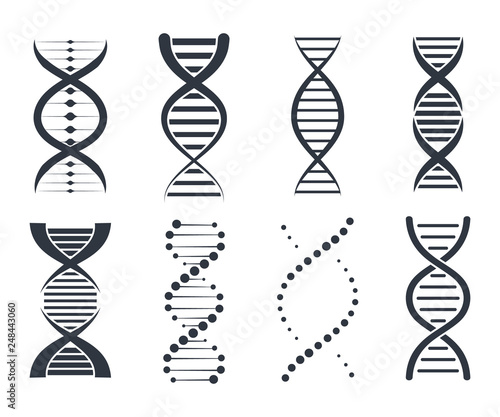 DNA Icons set. Genetic sign, elements and icons collection. Pictogram of DNA Symbol Isolated on White Background