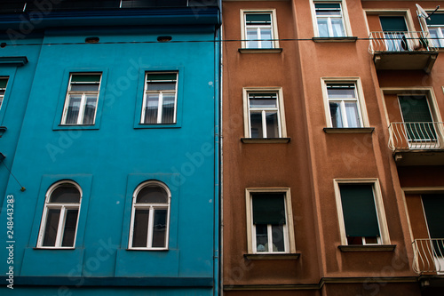 Facades of the houses in Graz, Austria