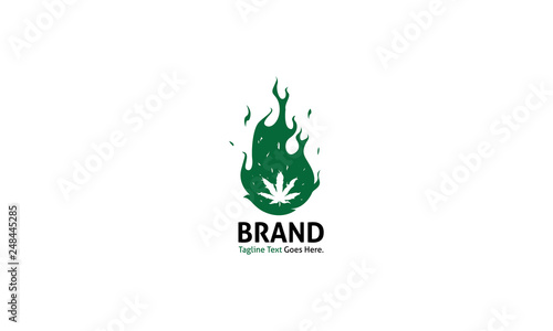 Cannabis Green Hot Fire vector logo image