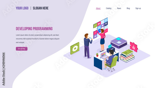 Technology process of software development, SEO, mobile app, business solutions.