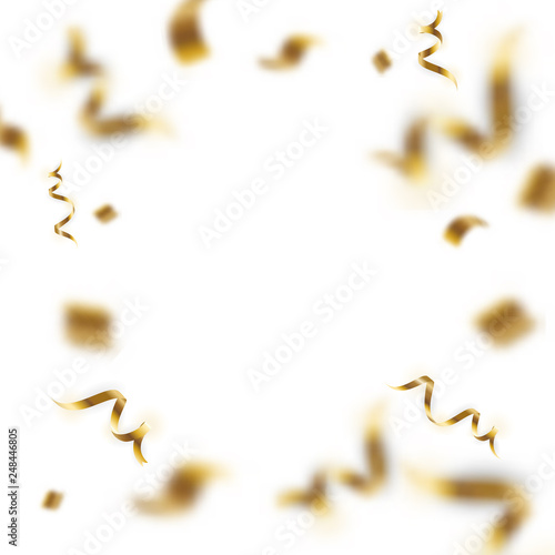 Falling golden ribbon with middle copy space. Vector illustration