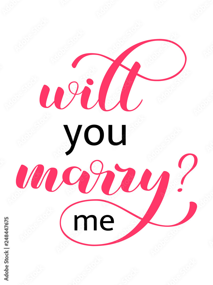 Will you marry me lettering. Vector illustration Will you marry me lettering. Vector illustration