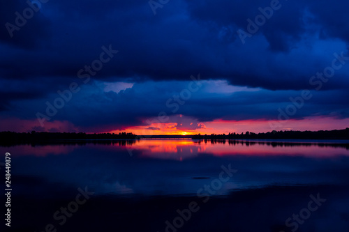 Sunset on the lake Saint lake.Shatura  Moscow region