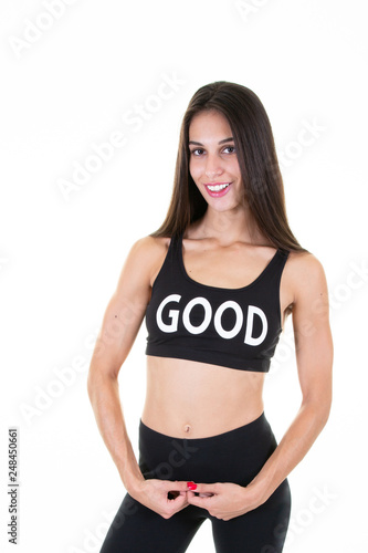 fitness fit young woman posing with perfect body in white background © OceanProd