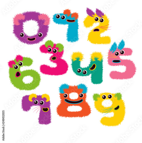Set of cartoon numbers in flat style