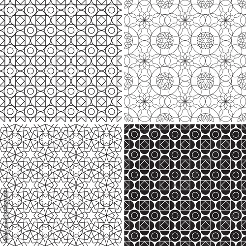 Set monochrome geometric patterns without background