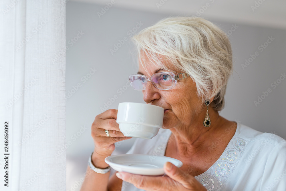 Senior women having Fresh coffee at the morning Senior women having Fresh coffee at the morning