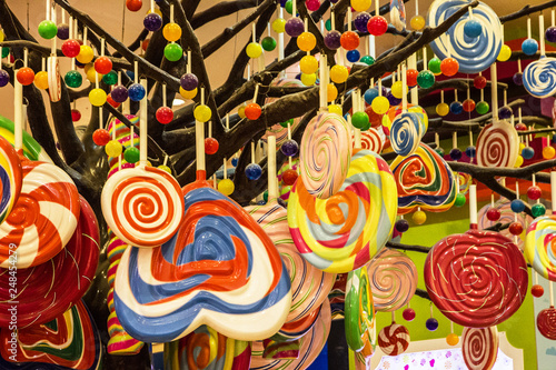 Candies shop. Multicolor sweets on the tree. Candylicious - Candy Store at The Dubai Mall
