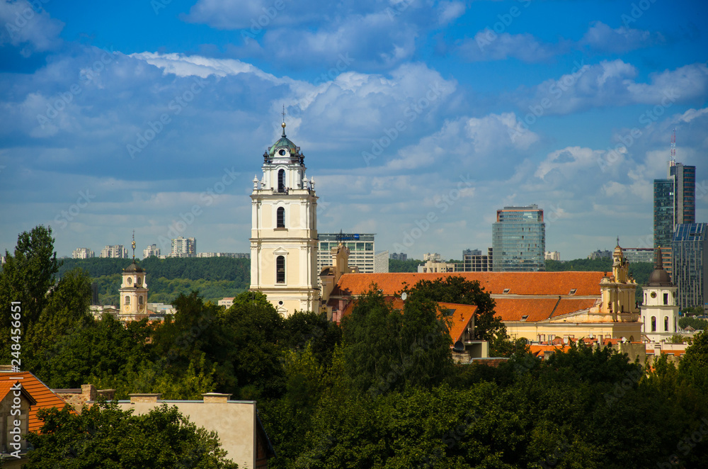 White church in Vilnius city, Lithuania and beautiful view