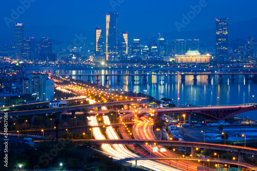 Photography Seoul cityscape in twilight, South Korea.