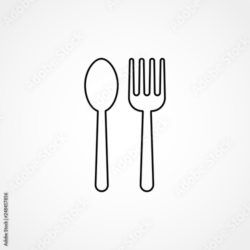 Fork and spoon line icon, outline vector sign, linear style pictogram isolated on white. Menu symbol, logo illustration.