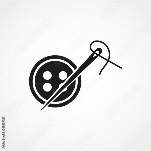 Needle with thread and button