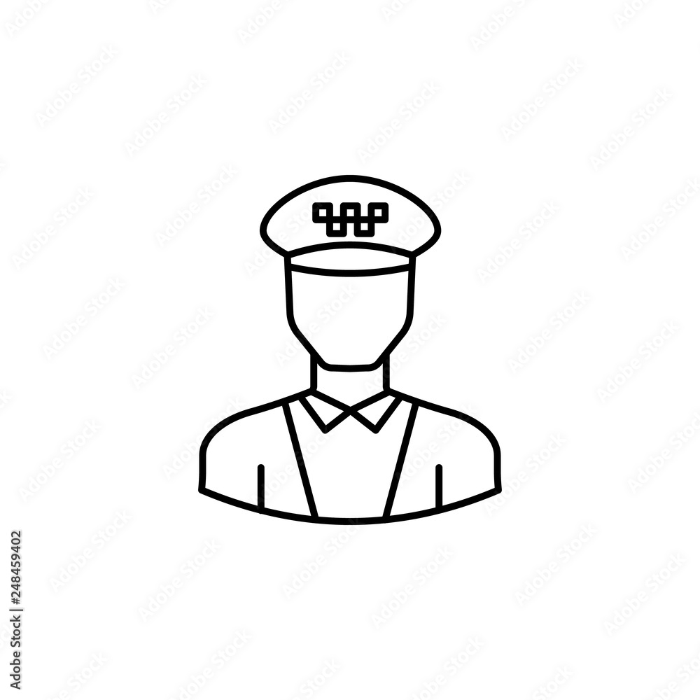 avatar taxi driver outline icon. Signs and symbols can be used for web logo mobile app UI UX avatar taxi driver outline icon. Signs and symbols can be used for web logo mobile app UI UX