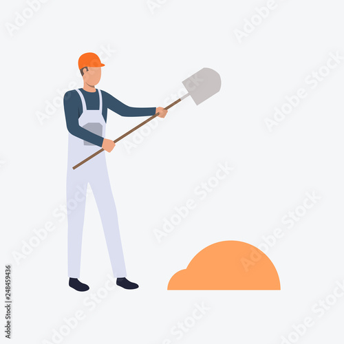 Digger flat icon. Shovel, spade, builder