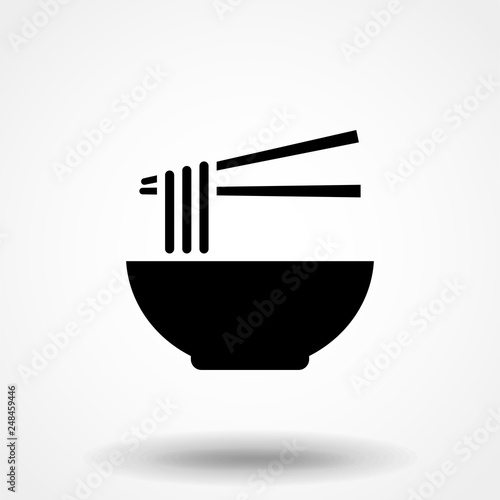 Noodle bowl with chopsticks, vector illustration