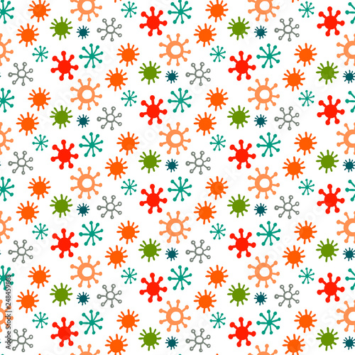 Rotavirus hand drawn seamless colorful pattern minimalism